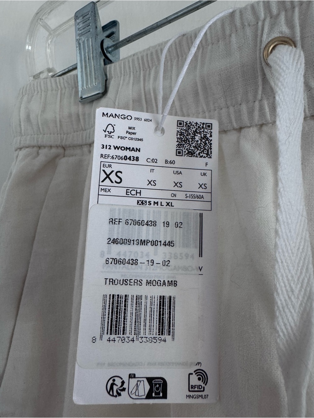 Mango Drawstring Linen-Blend Pants in White - Picture 5 of 8